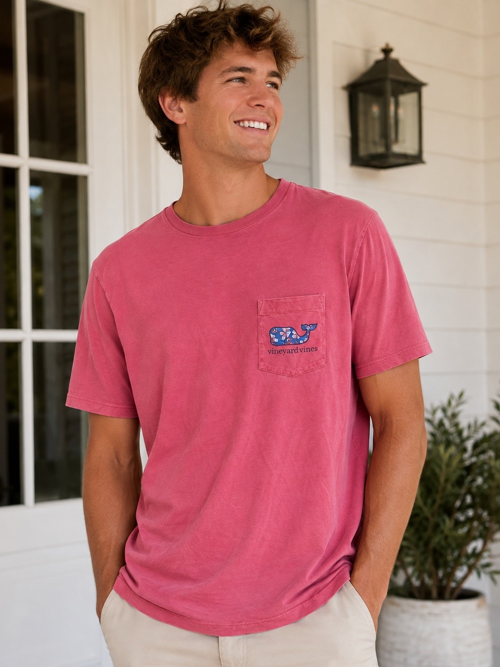 Vineyard Vines Men’s Washed Rose Pocket Tee - Pink Size M